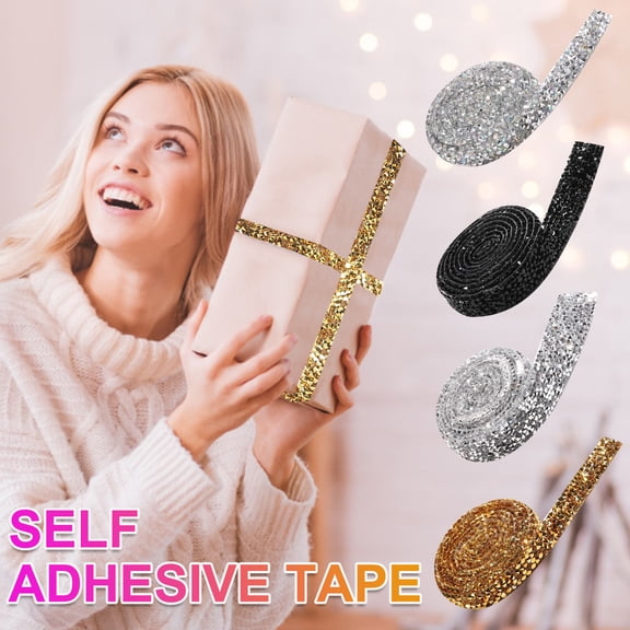 Fufafayo under $5 2Pcs Self-Adhesive Rhinestone Tape, Self Adhesive Rhinestone Tape, Crystal Water Drill Trim, Resin Glitter Tape for Crafts, DIY Clothing Phone Car Decoration, 1 Inch x 90cm Roll