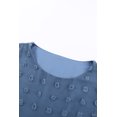 thumbnail image 3 of POGLIP Haut à Manches Courtes Bleu Col Rond Pompon pour Femmes, 3 of 6
