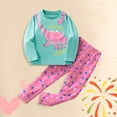thumbnail image 2 of zaveiop Little Big Girls Pajamas Set Long Sleeve PJs 100% Cotton Pyjamas (Z01-Mint Green, 4-5 Years), 2 of 4