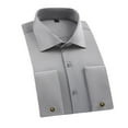 thumbnail image 2 of BRGZLK Men's Dress Shirt Solid Color French Cuff Casual Business Turn Down Collar Button Long Sleeve Slim Fit Shirt Gray M, 2 of 5
