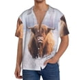 thumbnail image 7 of Lsque Cow print Men's Cuban Collar Short Sleeve Shirt Summer Beachwear Casual Button Down Fashionable Vacation Leisure Shirt-Small, 7 of 7