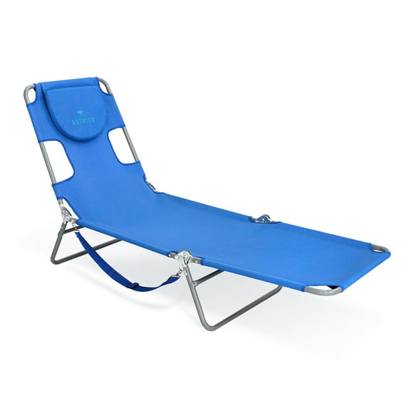 Ostrich Chaise Longue Chaise de Bronzage de Piscine de Camping Face Cachée, Bleu Océan