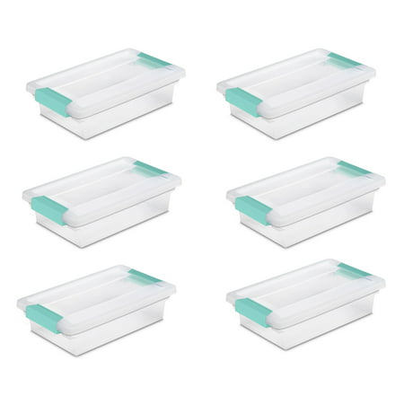 Sterilite Small File Clip Box Clear Storage Containers w/ Lid (6 Pack)