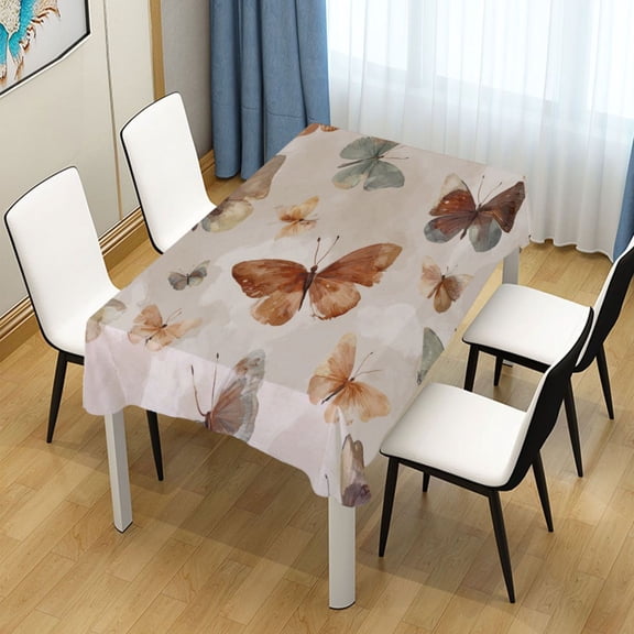 54x54 Inch Tablecloth Polyester Square Tablecloth for Home Kitchen Dinner Decor Earthy Tones Butterflies