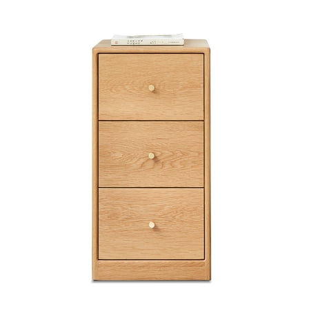 OUDOSPRS Modern Minimalist Oak Bedside Table with Drawers - Natural Oak Finish Storage Cabinet