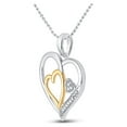 thumbnail image 2 of Two-tone Sterling Silver Womens Round Diamond Heart Pendant 1/20 Cttw, 2 of 2