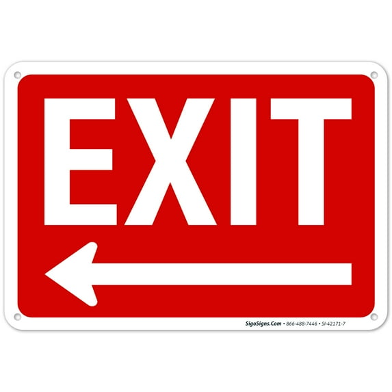 Exit Sign, with Left Arrow