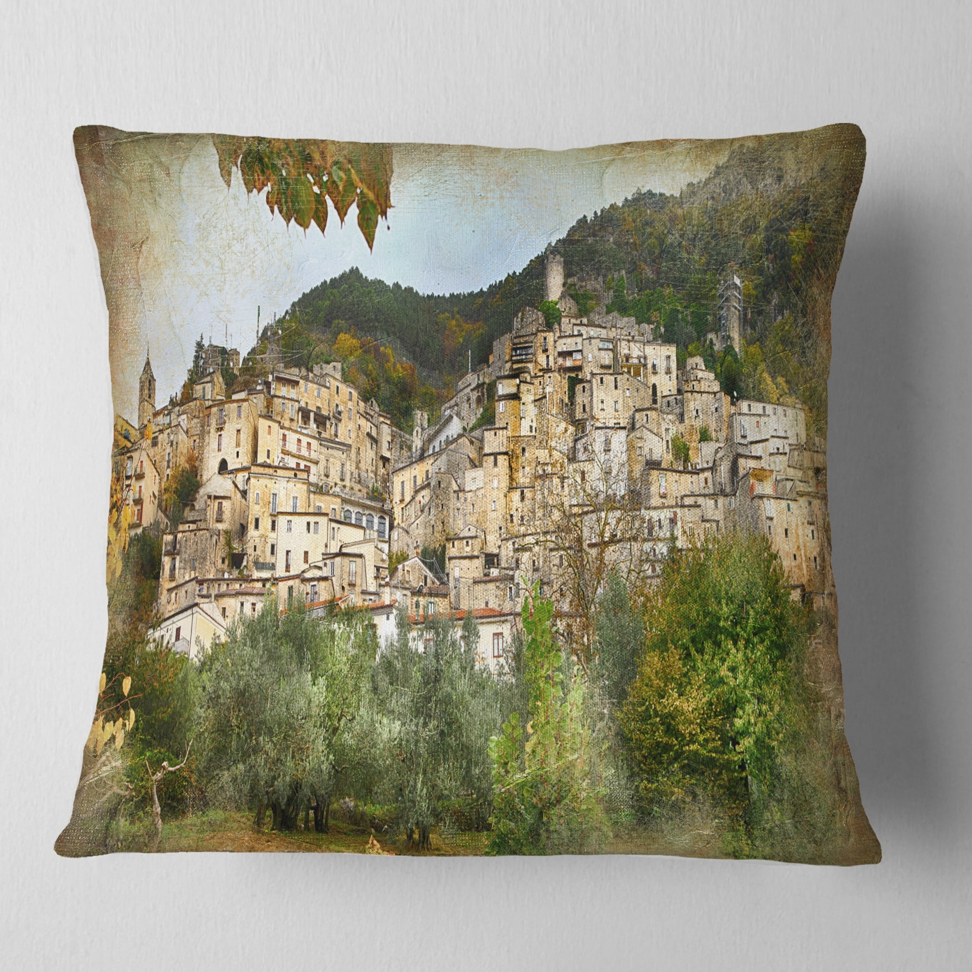 Designart Old Italian Villages - Landscape Photography Throw Pillow - 18x18