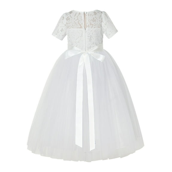 Ekidsbridal Ivory Floral Lace Tulle Flower Girl Dress Junior Prom Ballroom Dance Recital Gown for Toddlers LG2R3 12