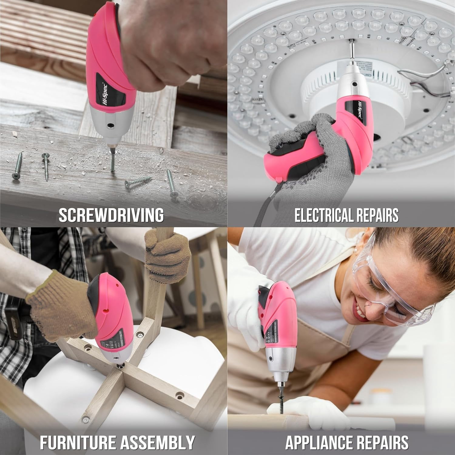 General Small Electric Screwdriver, Mini Drill Set, Rechargeable 3.6V Cordless Screwdriver with 26 Driver Bits, Power Tool for Small Projects & Home Use, Pink