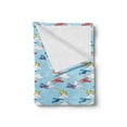 thumbnail image 2 of Vintage Airplane Soft Flannel Fleece Throw Blanket, Colorful Sketch Style Propeller Airplanes Vacation Transportation Theme, Cozy Plush for Indoor and Outdoor Use, 60" x 80", Multicolor, by Ambesonne, 2 of 5