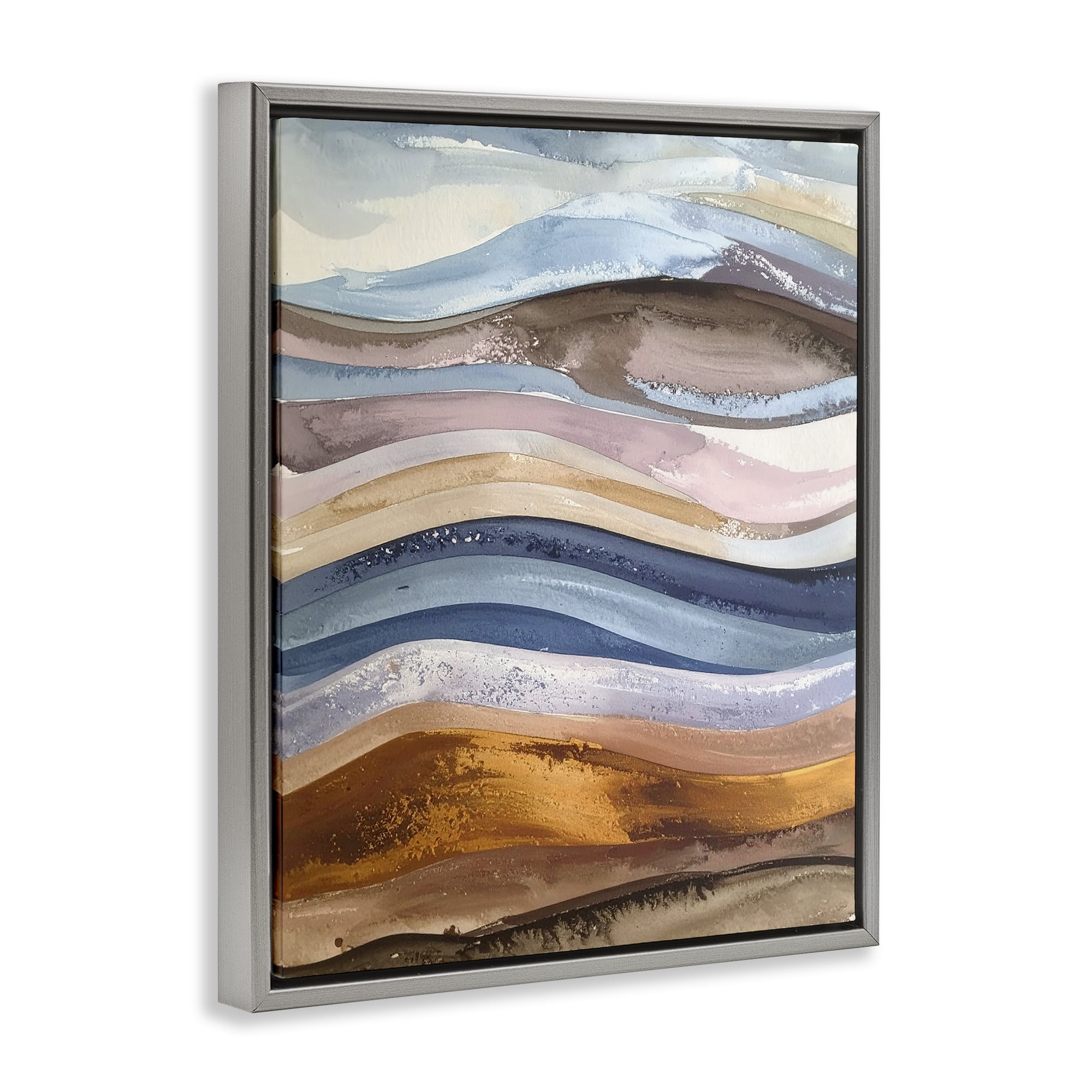 Stupell Industries Ocean Flow Layers Gray Framed Floater Canvas Wall Art, design by Alonza Saunders
