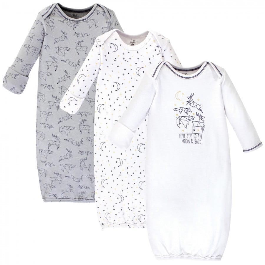 0-6 Months Gerber Organic Cotton Rib Baby Boy Lap Shoulder Gowns 2-Pack
