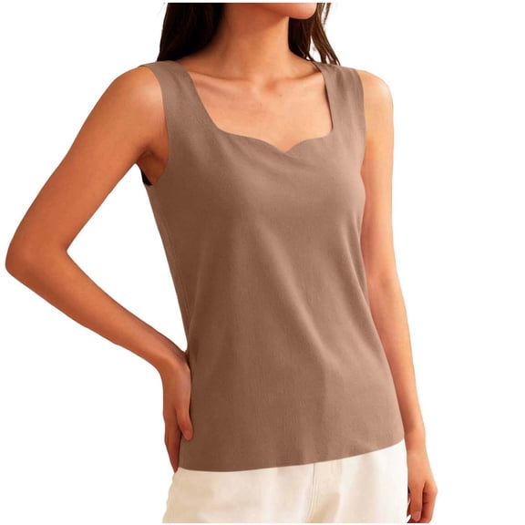 WAGUTH Womens Notch Square Neck Thermal Tank Tops Wide Strap Soft Sleeveless Warm Underwear Camis for Fall Winter Layering