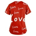 thumbnail image 4 of Valentine Day Scrub Tops for Women Love Heart Print Short Sleeve Plus Size Cute Workwear Quick Dry V Neck Medical Scrubs with Pockets Watermelon Red L, 4 of 6