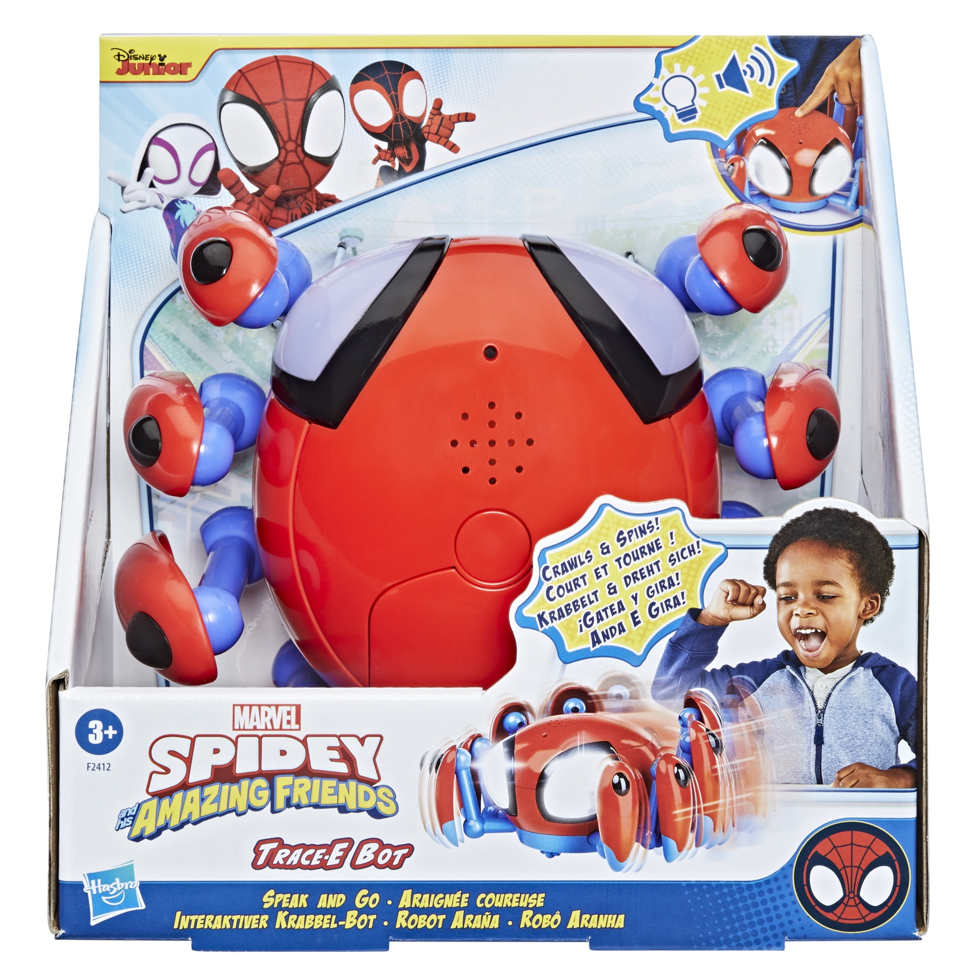 Spidey and His Amazing Friends Speak and Go Trace-E Bot Electronic Spider, Sound-Activated