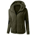 thumbnail image 2 of Fanxing Junior Girl Sherpa Fleece Hoodie Jacket Plus Size Full Zip Long Sleeve Fluffy Sweatshirts Hoodies Pocket Soft Jackets Coat OutwearArmy Green,XXL, 2 of 4