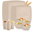 thumbnail image 1 of Cuadrada Vajilla Juego Cocina Paja Trigo Plato Tazas Kit Xtellar beige, 1 of 3