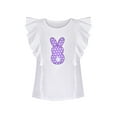 thumbnail image 4 of Girls Strap Skirt Set Purple White Dot Bunny Applique Ruffle Sleeve 4-5 Years, 4 of 7