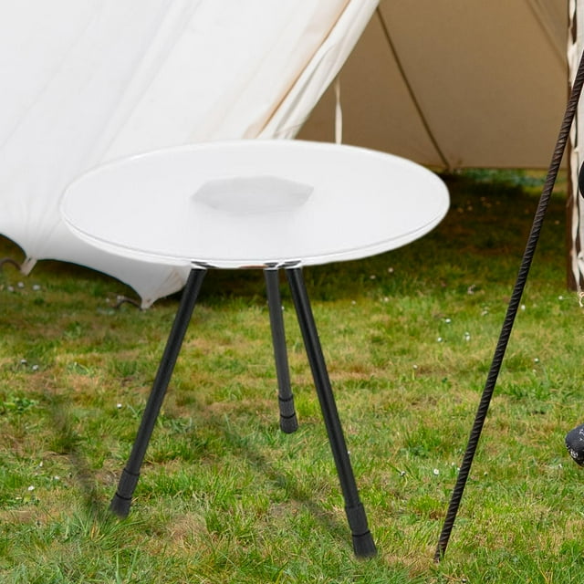 Table Ronde Triangulaire à Trois Pieds Pliable Légère d'Extérieur Bureau Réglable pour Cuisine Plage Barbecue Randonnée Pêche Transparent