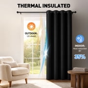Blackout Curtains, 52 x 84 inch Black Curtains Set of 2 Panels, Thermal Insulated Room Darkening Curtains for Bedroom, Privacy Protection