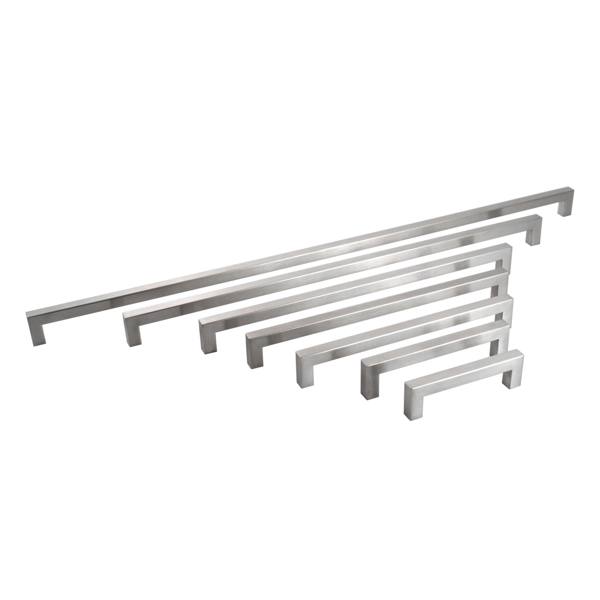 Outdoor Use Powder Coated Brushed Nickel Square Bar Pull Cabinet Handle 12mm 12.5' Hole Spacing
