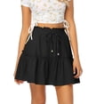 thumbnail image 2 of Women's High Waist Short Skirt, Solid Color Elastic Waist A-Line Mini Skirt, Casual Daily Skirt for Spring, Summer, Autumn and Everyday Outfits Black XL, 2 of 6