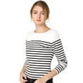 thumbnail image 1 of CamiseDe ManLarPaMujer bloque de colorrayas triple color simple Blanco Negro XXL, 1 of 6