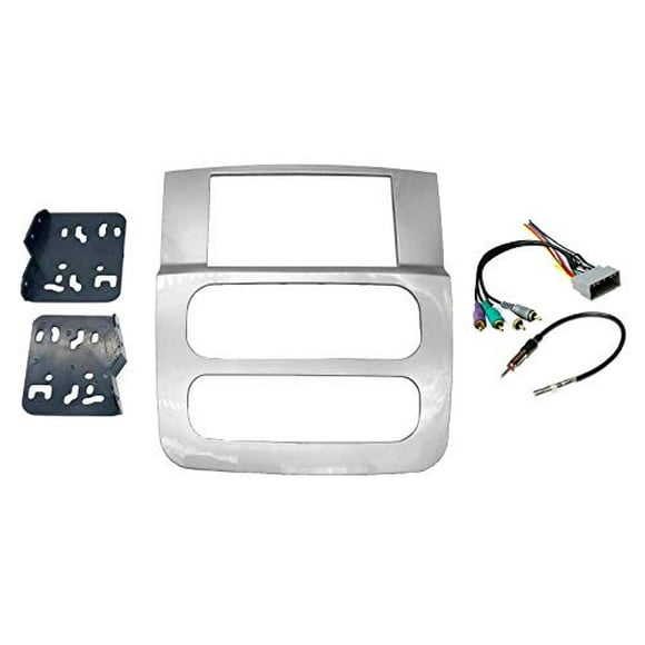 Double Din Dash Kit for Installation of Aftermarket Radio Stereo with Infinity System Compatible with Dodge Ram 2002-2005 (Silver)