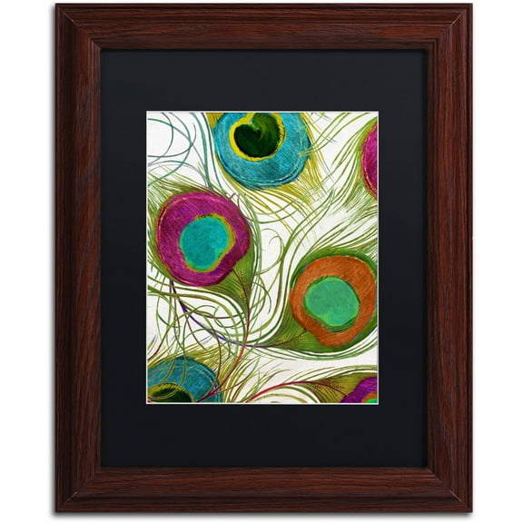 Trademark Fine Art "Peacock Feathers II" Canvas Art by Color Bakery Black Matte, Wood Frame