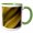 Green/White, variant on 3drose, Image of Waves of Shades of Gold Cascade Down, 11oz Two-tone Green Mug
