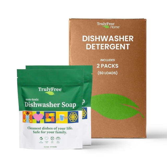 Detergente en polvo para lavavajillas Truly Free, 370 ml, paquete de 2