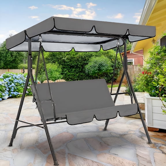 XIBUFE Porch Swing with Canopy,Cover Canopy Cover and Garden Chair Outdoor Sunscreen and Swing Seat Cover Outdoor Patio Swing Cushions 3 Seater and Canopy Replacement