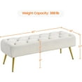 thumbnail image 2 of BOBOKY Modern Ottoman Bench, Upholstered Boucle Footrest for Living Room with Gold Metal Legs, Ivory Padded Seat Storage Bench, Compact Entryway Bedroom Stool,16"D x 45"W x 17"H,Ivory, 2 of 9
