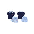 thumbnail image 2 of BemeyourBBs Toddler Baby Boys Back to School Outfit Baby First Day of School Outfits 2 3 4 5 6 7 Years Short Sleeve Embroidery Alphabet Shirt Plaid Shorts Set Toddler Boy Kindergarten Summer Outfit, 2 of 9
