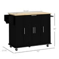 thumbnail image 3 of Knubmt Rubberwood Top Kitchen Cart with Wheels and Drawer, Kitchen Island Cabinet with Spice Rack and Towel Rack, Black, 3 of 9
