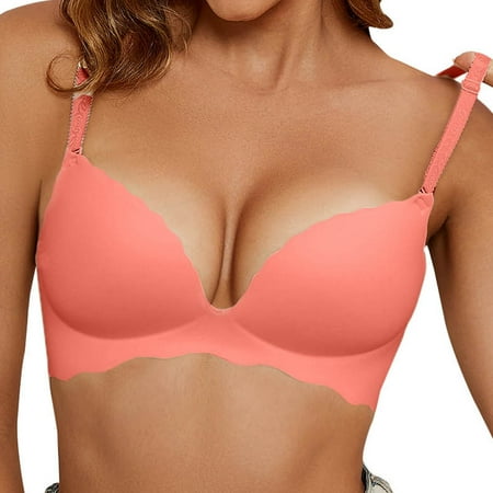 GENGING Bras for Women Fashion Women Large Size Solid Color Wavy Wireless Fixed Cup Seamless Daily Bra