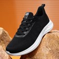 thumbnail image 2 of Men's Black Knit Breathable Mesh Running Shoes, Lightweight Athletic Sneakers with White Sole for Sports, Gym, and Casual Wear, 2 of 9