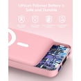 thumbnail image 6 of Podoru Wireless Portable Charger, 10000mAh Magnetic Power Bank LED Display 22.5W PD Fast Charging Battery Pack for iPhone 16/15/14/13/12/Mini/Pro/Pro Max-Pink, 6 of 7