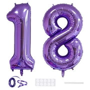 Xihuimay Number 18 Balloons 40 inch Digital Balloon Alphabet 18 Birthday Balloons Digit 18 Helium Balloons Big Balloons for Birthday Party Supplies Wedding Bachelorette Bridal Shower, Purple Number 18