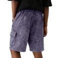 thumbnail image 4 of Men'S Vintage Wash Cotton Cargo Shorts Loose Fit Drawstring Waist Utility Shorts With Functional Pockets For Outdoor Hiking And Daily Activities Shorts,Purple,XXXL, 4 of 4
