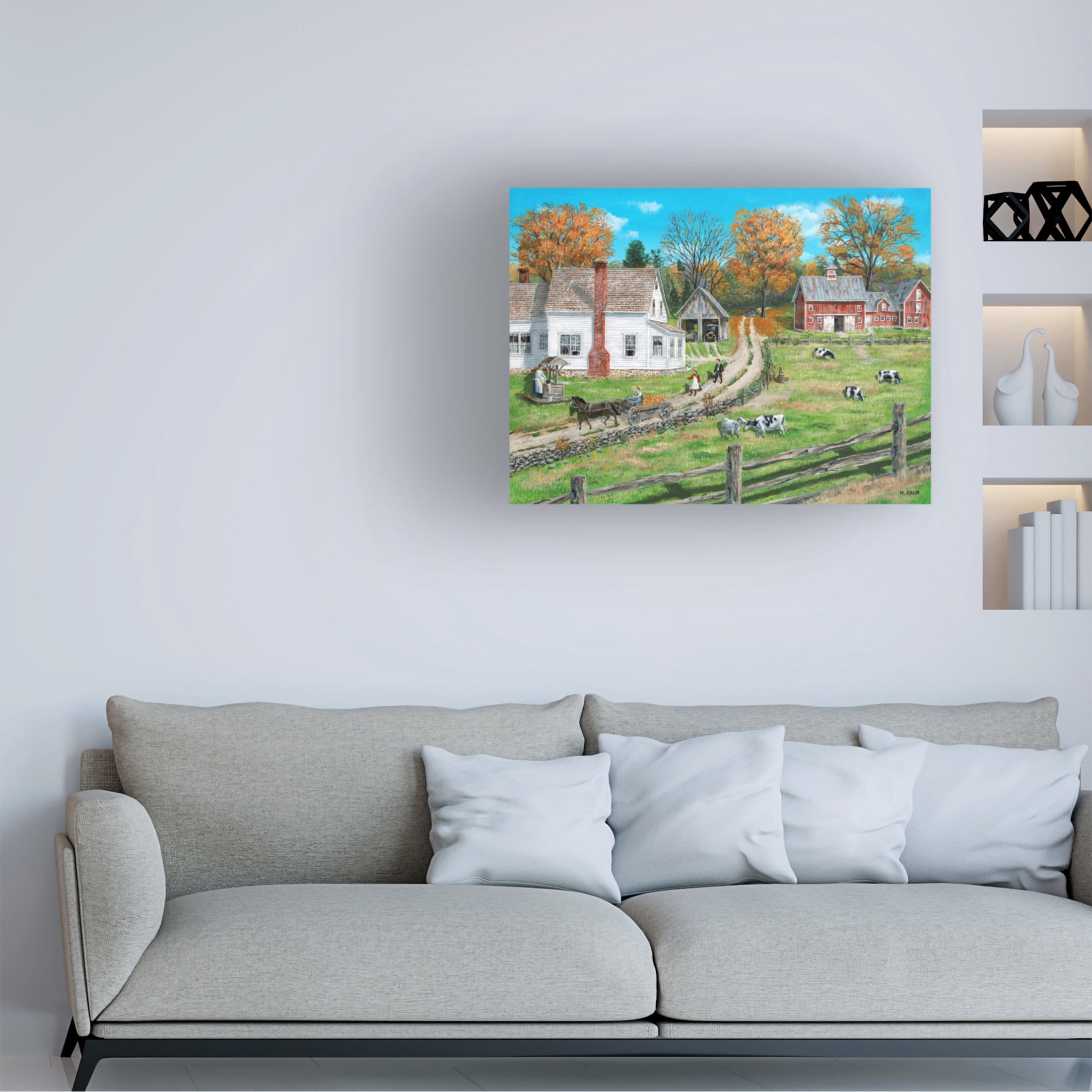 Canvas Wall Art - Bob Fair 'Split Rail Farm' Wall Art for Living Room, Bedroom, or Office Décor by Trademark Fine Art - 32 x 24 Inches