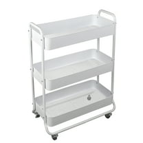 Mainstays 3 Tier Wide Metal Utility Cart, Arctic White, Laundry Cart, Adult and Child