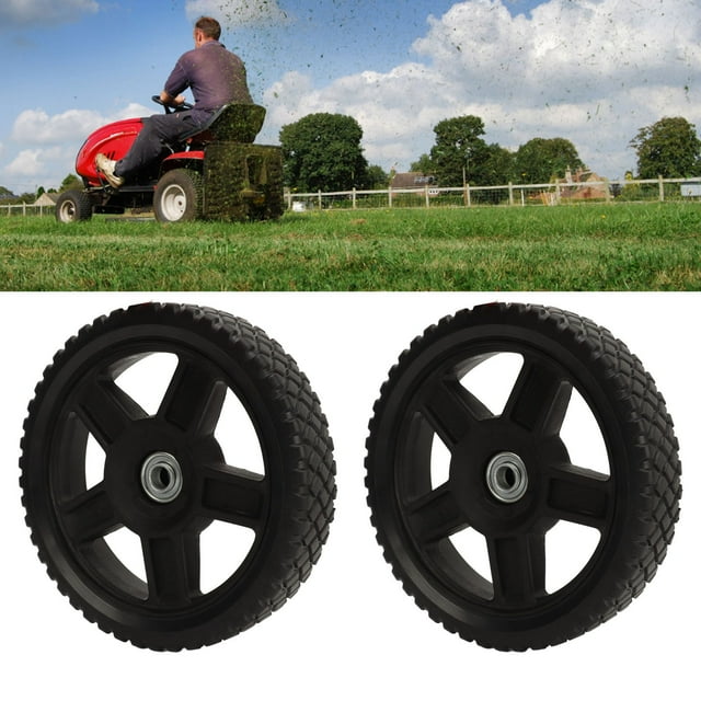 Push Mower Wheels, 2pcs Mower Wheels Prevent Friction Bearings for Various Terrain