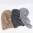 thumbnail image 5 of Spring And Summer Women's Cotton And Linen Scarf, Solid Color, Japanese And Korean Scarf, Sunscreen And Warm Shawl, Simple Retro Style, Edge Tassel, 100 * 190cm Silk Scarf Gray, 5 of 6