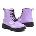 thumbnail image 2 of LuckLilac Kids Combat Boots Girls Classic Ankle Booties Side Zipper Waterproof Shoes for School Outdoor,Purple 4M, 2 of 7
