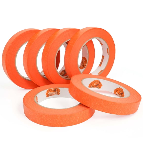 TAPEBEAR Orange Masking Tape 18mm x 50m, General Purpose Paper Tape for Painting, Labeling, DIY Arts Crafts, Home Office School Projects, 6Rolls