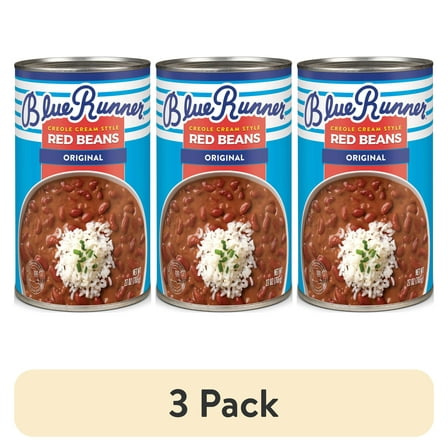 (3 pack) Blue Runner Creole Cream Style Red Beans, 27 oz Can, Heat and Serve