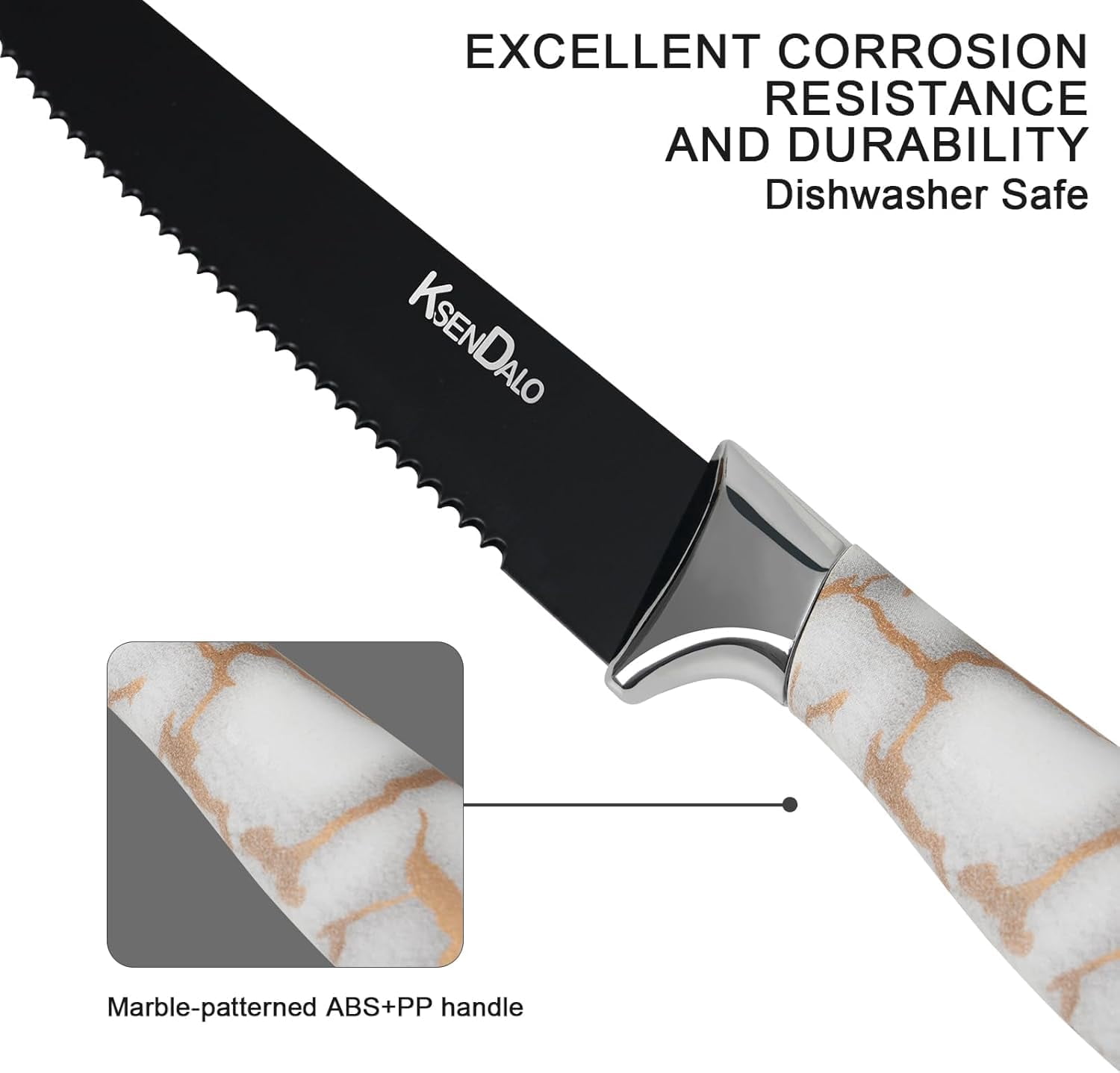 KSENDALO 14-Piece Kitchen Knife Set with Acrylic Block Holder