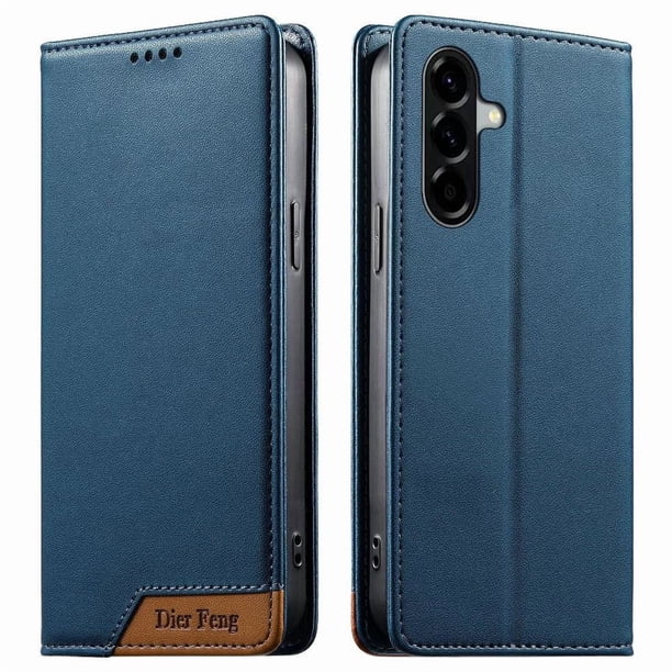 Funda Tipo Cartera de Cuero Sintético para Samsung Galaxy A56 Bloqueo RFID, con Ranuras para Tarjetas y Bolsillo para Efectivo, Cierre Magnético Fuerte Azul